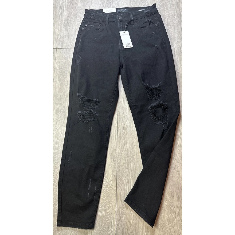Judy Blue Jeans Size 7 High Rise Boyfriend Jeans Distressed Destroyed Women‎ New